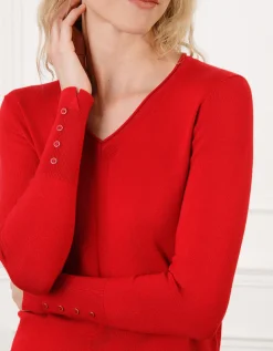 Pull col V rouge