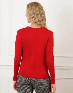 Pull col V rouge