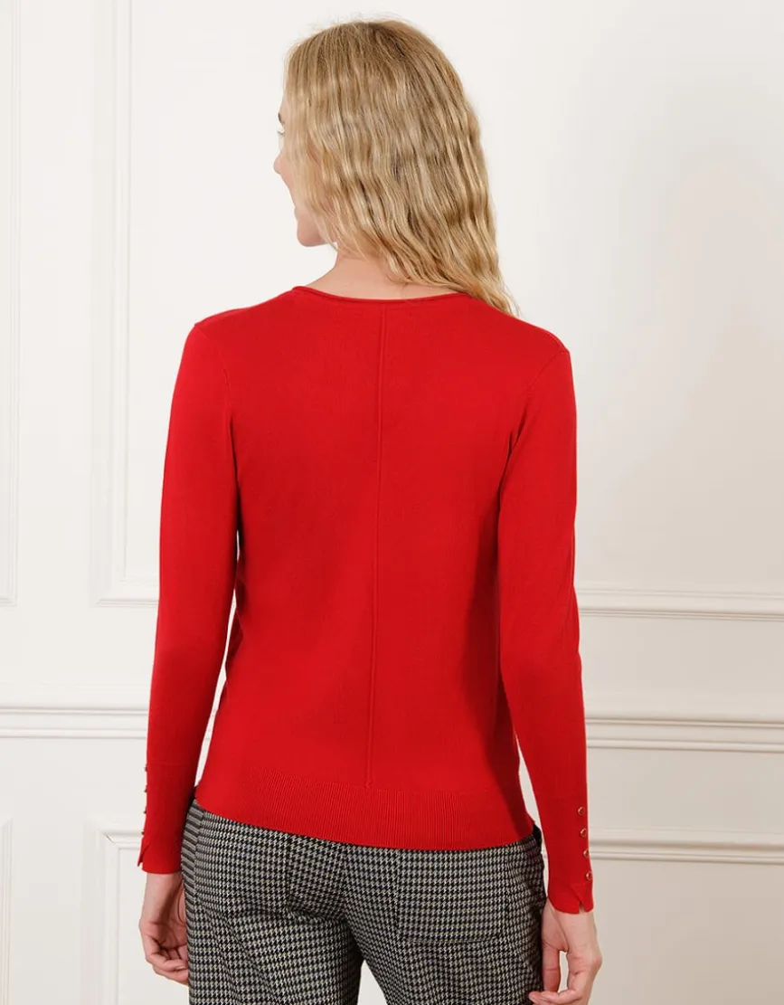 Pull col V rouge