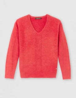 Pull col V rouge
