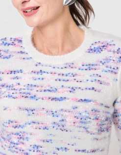 Pull duveteux motif écru