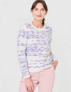 Pull duveteux motif écru