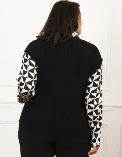 Pull 2 en 1 noir motif