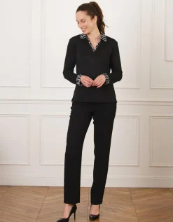 Pull 2 en 1 noir motif