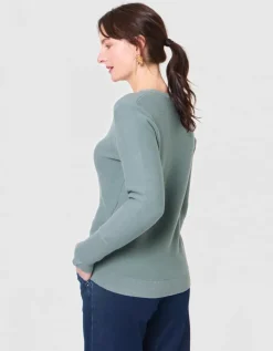 Pull fantaisie coton kaki