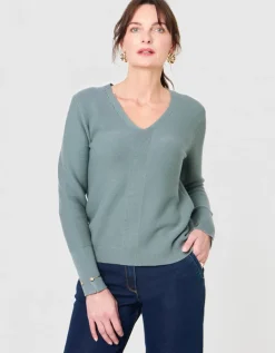 Pull fantaisie coton kaki