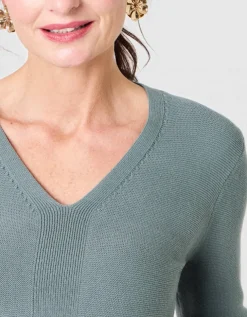 Pull fantaisie coton kaki