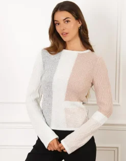 Pull fantaisie rose gris