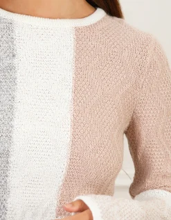 Pull fantaisie rose gris