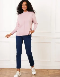 Pull irisé ajouré rose