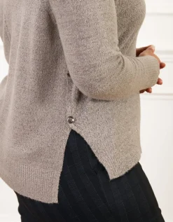 Pull irisé ajouré taupe