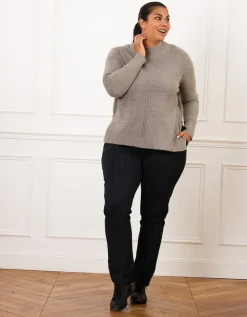 Pull irisé ajouré taupe