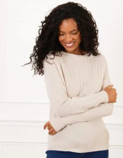 Pull laine torsades beige