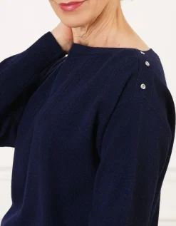 Pull laine torsades bleu