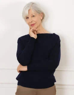 Pull laine torsades bleu