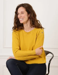 Pull maille fine ocre