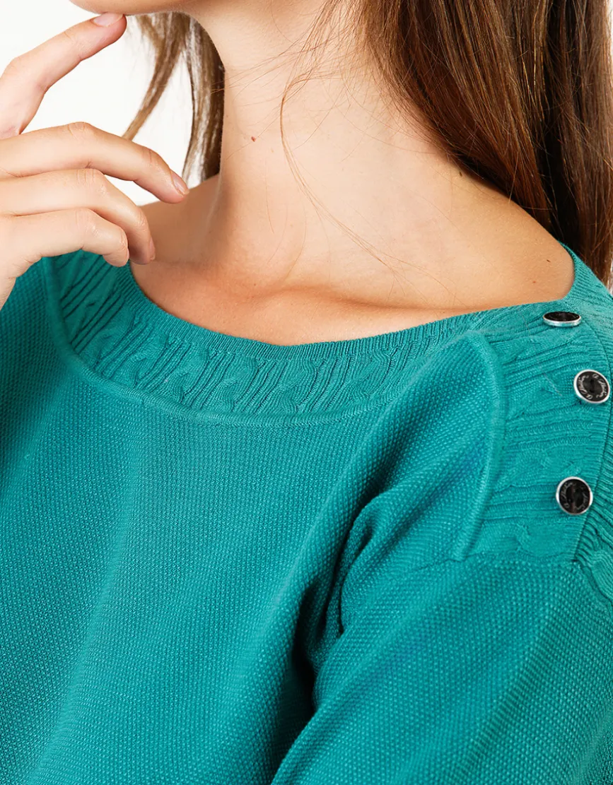 Pull maille fine vert