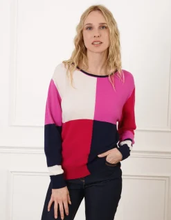 Pull patch rose et rouge