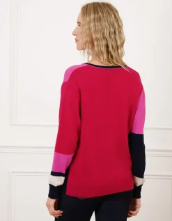 Pull patch rose et rouge