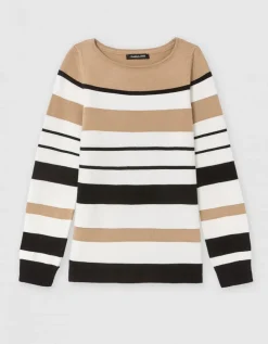 Pull rayures beige