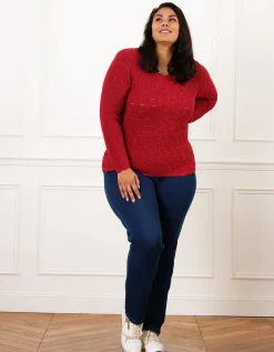 Pull rouge ajouré