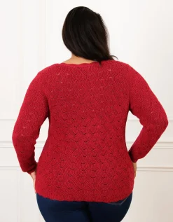 Pull rouge ajouré