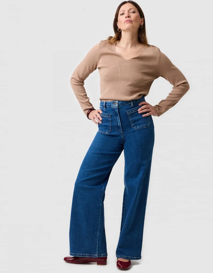 Pull strass beige camel