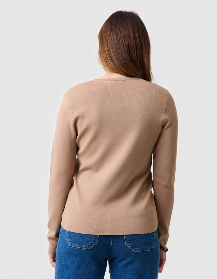 Pull strass beige camel