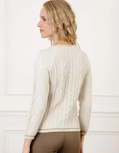 Pull tricot écru boutons