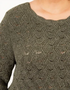 Pull vert kaki ajouré