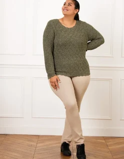 Pull vert kaki ajouré
