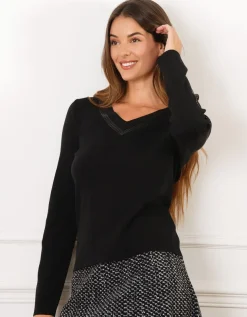 Pull V sequins noir