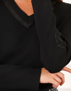 Pull V sequins noir