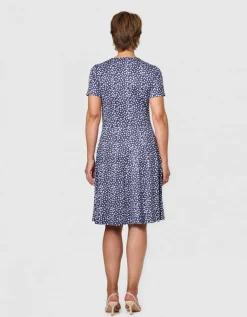 Robe droite motif bleu