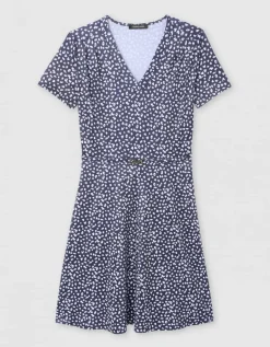 Robe droite motif bleu