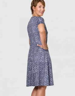 Robe droite motif bleu