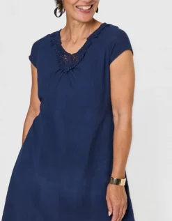 Robe gaze coton marine