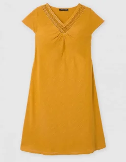 Robe gaze coton ocre