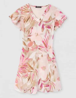 Robe imprimé beige rose