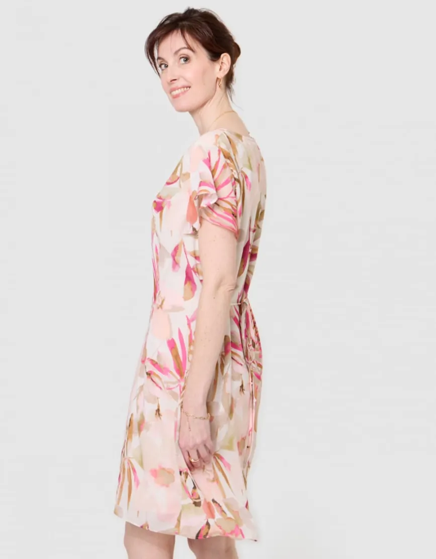 Robe imprimé beige rose