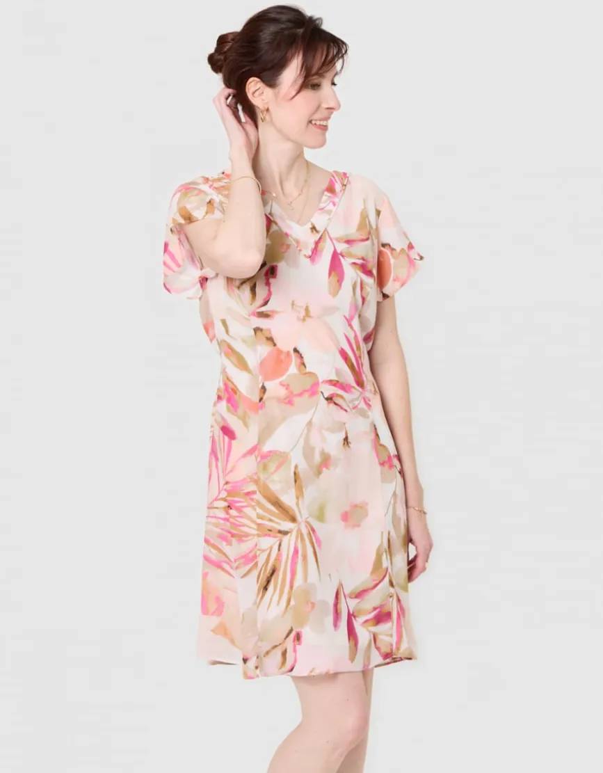 Robe imprimé beige rose