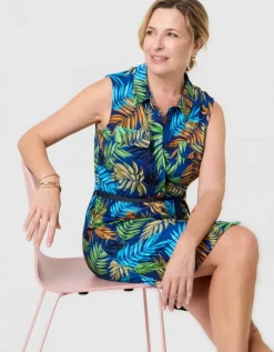 Robe jersey motif bleu