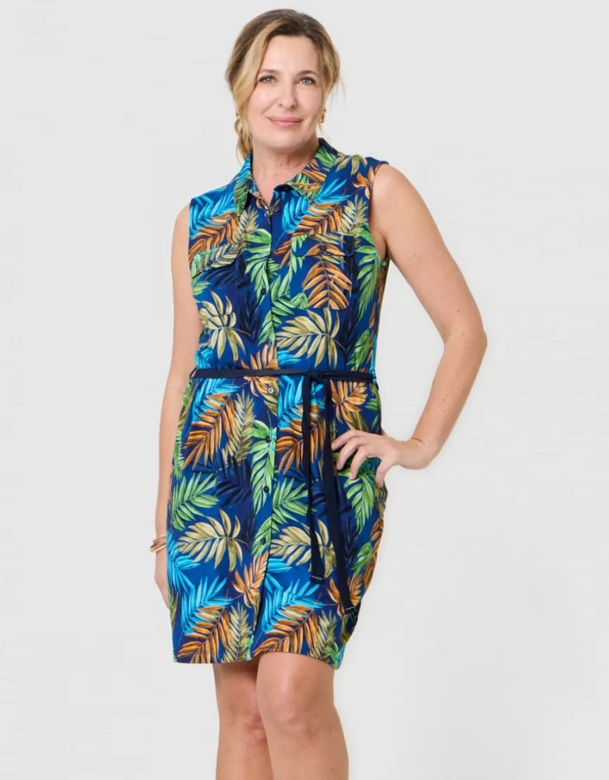 Robe jersey motif bleu