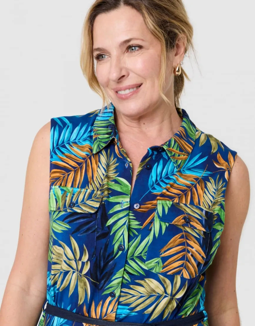 Robe jersey motif bleu
