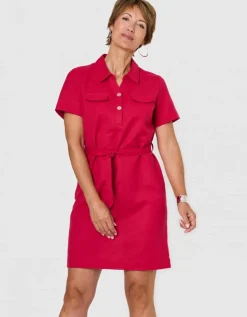 Robe lin coton rose