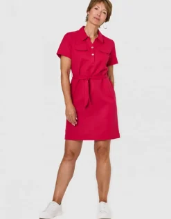 Robe lin coton rose