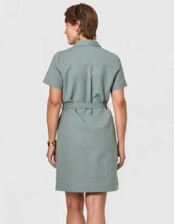 Robe lin coton vert kaki