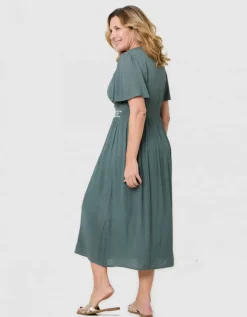 Robe longue crépon vert