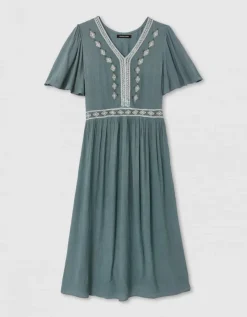 Robe longue crépon vert