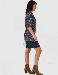 Robe motif bleu marine